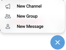 Screenshot showing New Channel and New Group options in Telegram