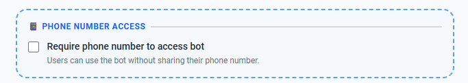 Screenshot showing the phone number access checkbox