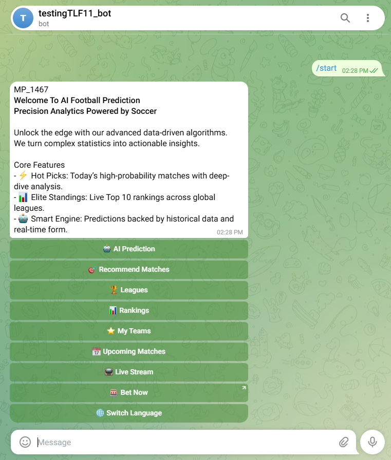 Screenshot showing the bot features